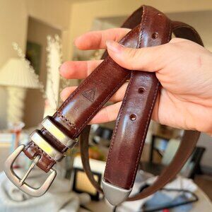 Vintage Guess Genuine Leather Brown Cowboy Belt - Size 38